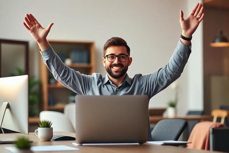 Developer celebrating success